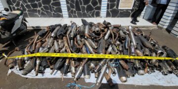 Ratusan Knalpot Brong, Terjaring Razia Satlantas Polres Sukabumi.