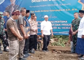 Dandim 0622 Sukabumi Letakkan Batu Pertama Pembangunan Madrasah dan Masjid Al-Hijrah di Kampung Panimbaan