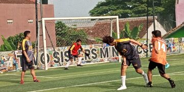 Laga Persahabatan Bappeda vs PWI Kota Sukabumi Berakhir Imbang 9-9
