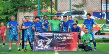 Sambut HUT RI ke 80, PT Antam Tantang Jurnalis Bogor Barat Main Bola 