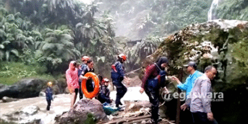 Wisatawan Asal Bogor Terjebak di Aliran Curug Seribu