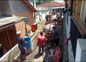 Desa Sukadamai Gunakan Dana Banprov Rp130 Juta,Untuk Beton Jalan