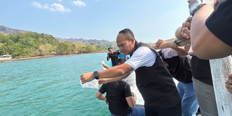 Polres Sukabumi Lepasliarkan Benih Lobster Sitaan