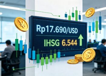 Rupiah Menguat ke Rp17.690 per USD, IHSG Naik ke Level 6.544