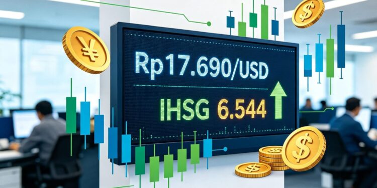 Rupiah Menguat ke Rp17.690 per USD, IHSG Naik ke Level 6.544